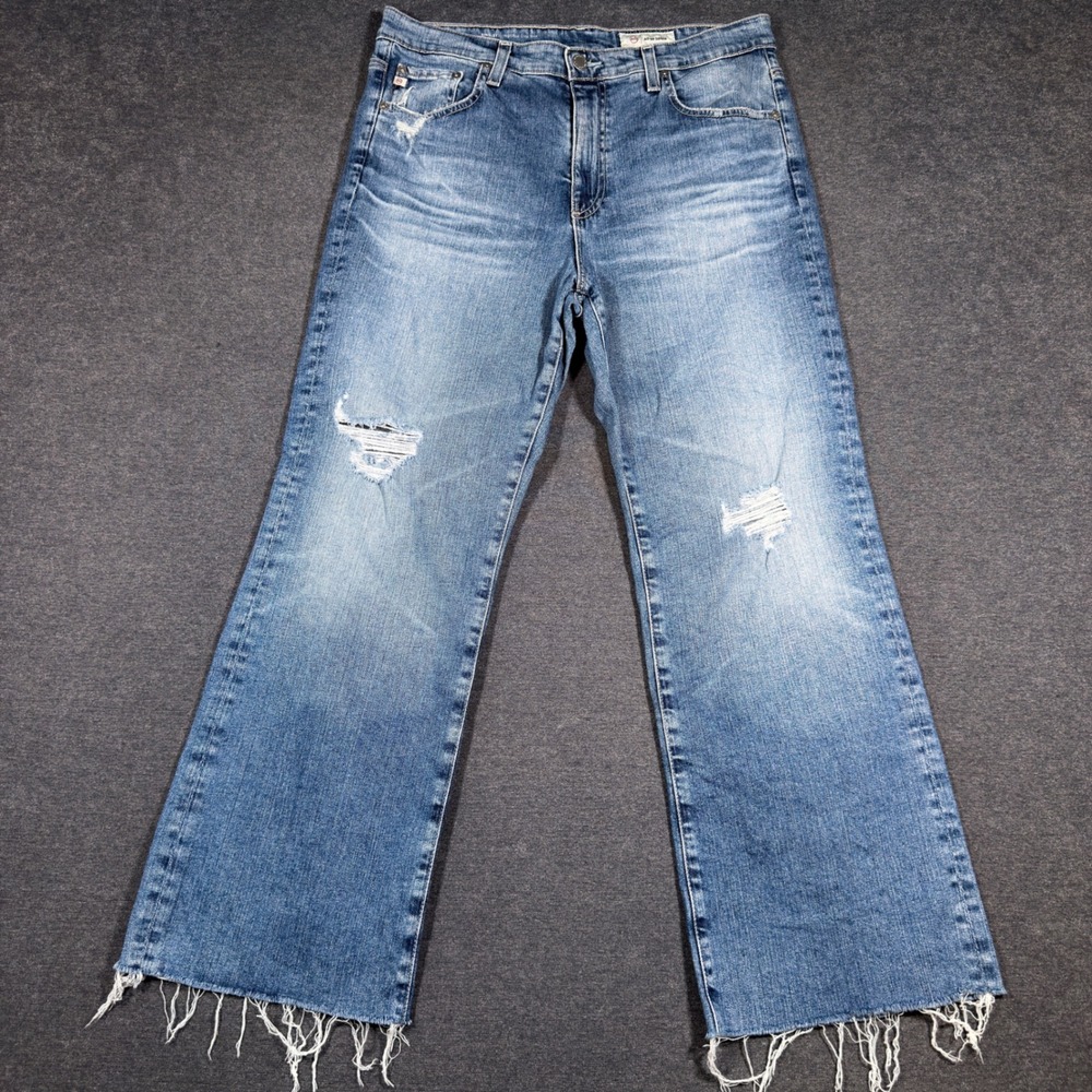 Adriano Goldschmied Kinsley Jeans Women 32‎ Blue High Rise Crop Boot Distressed